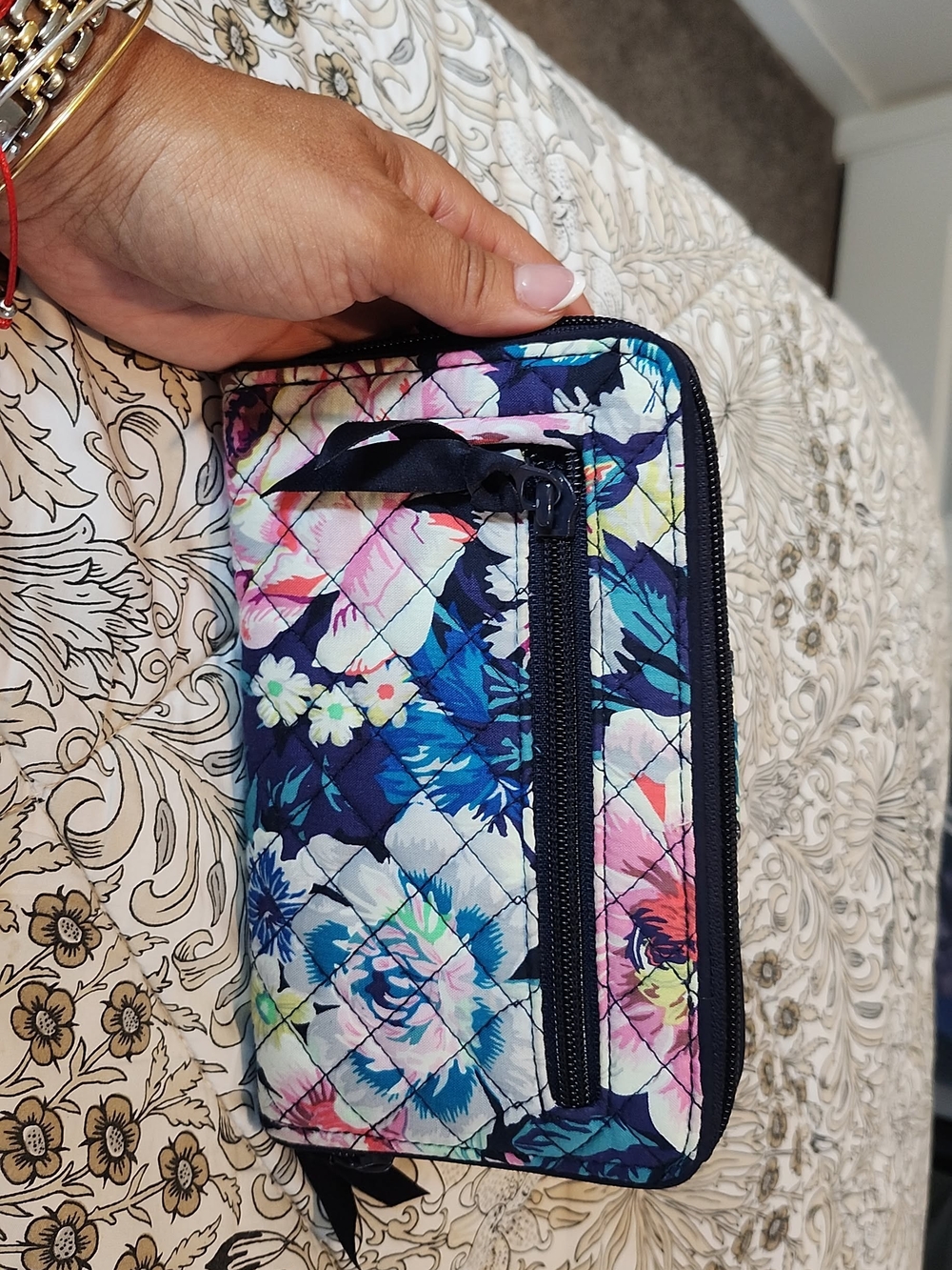 Vera Bradley Floral Quilted Wallet - Navy Multi - Picture 2 of 4